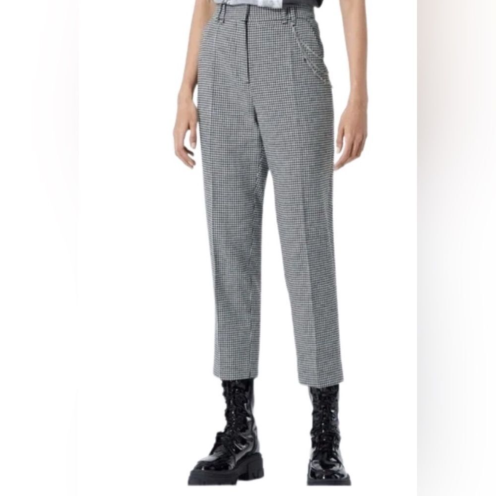 The Kooples houndstooth Wool blend pants with chains NWT Size 34= Size US 2